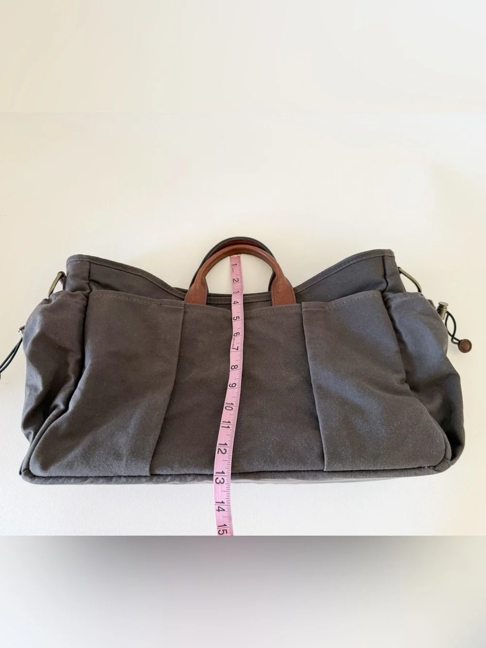 Tom Beckbe Bag Canvas Utility Classic Weekend Tote with Leather Handles - Brown